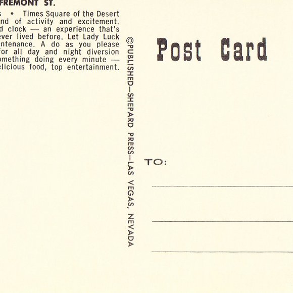 Vintage Postcard - Greetings from Fremont Street - Las Vegas,Nevada M2272 - Picture 2 of 2
